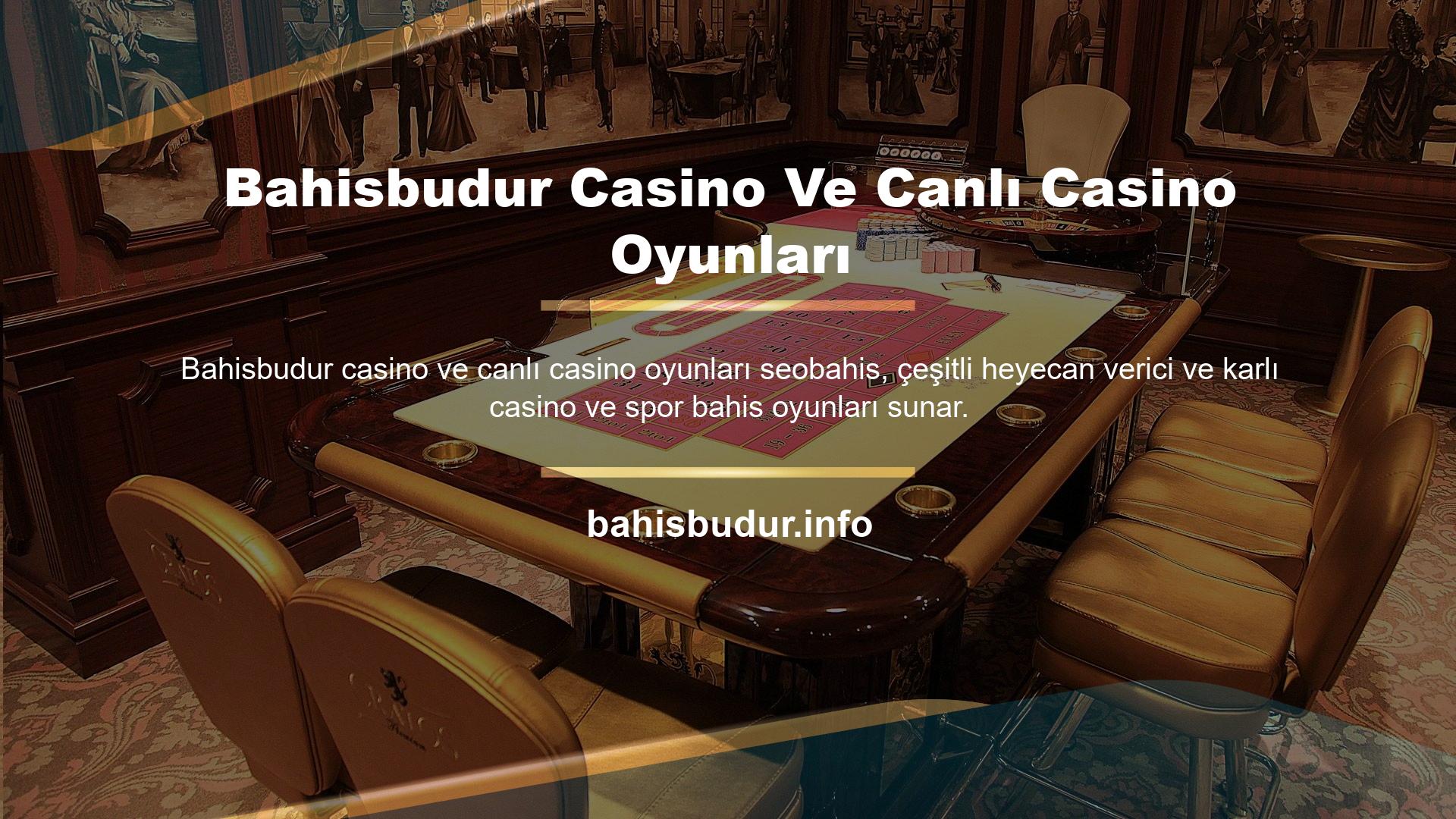 Bahisbudur web sitesi, canlı casino ve casino altyapı ortakları ile oldukça sağlam bir altyapıya sahiptir